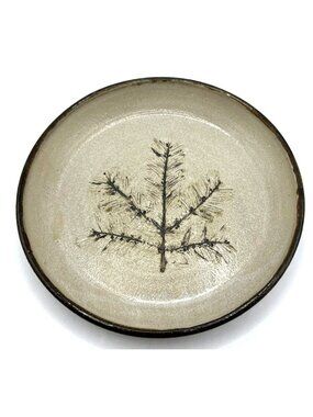 E.J. Studio Art Pottery Tray, Plate Hand Painted, Pine Tree 7.75X1''